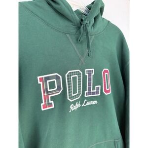 Polo Ralph Lauren Mens Green Plaid Gingham Logo Hoodie Sweatshirt XXL Preppy NEW